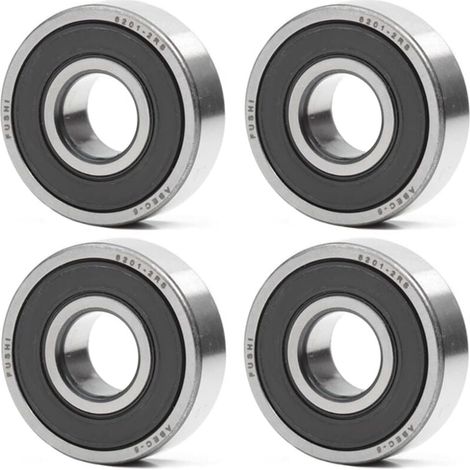Forehill – Roulement à billes 12 x 32 x 10 mm – Double joint en caoutchouc – ABEC 5 – Pré-lubrifié – Lot de 4 pour machines de jardin et véhicules - 6201-2RS (1/5)