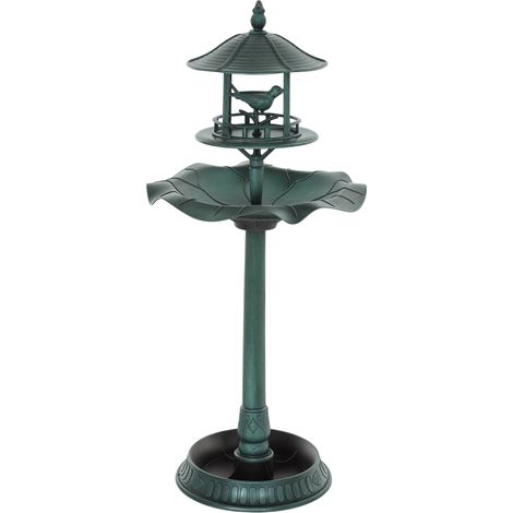 Outsunny 3-in-1 Garden Bird Bath, Birdbath with Large Water Basin, Green