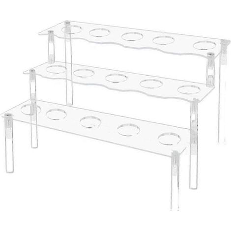 Présentoir à 3 niveaux en acrylique pour cornets de glace (15 trous), idéal pour les collations, le popcorn et les cornets en papier.
