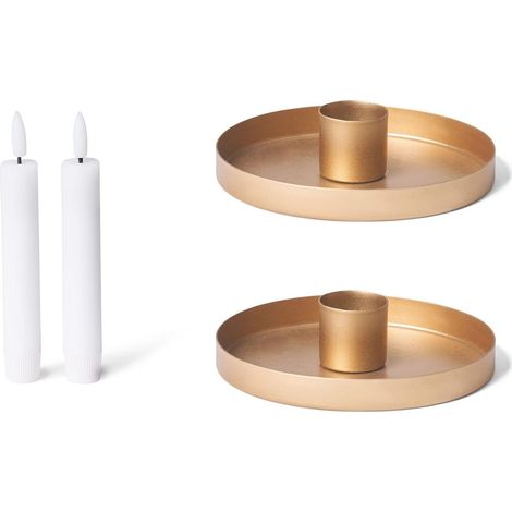 Novaliv Lot de 2 bougeoirs 6 cm doré avec bougie LED