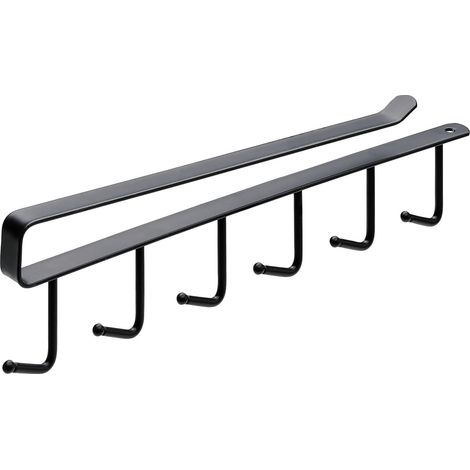 Hettich Garderobenleiste 6 Haken Stahl 26,5 x 7,2 x 1,5 cm schwarz Garderobenhaken