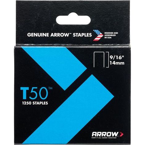 ARROW T50 Staples 14mm (9/16in) Box of 1250