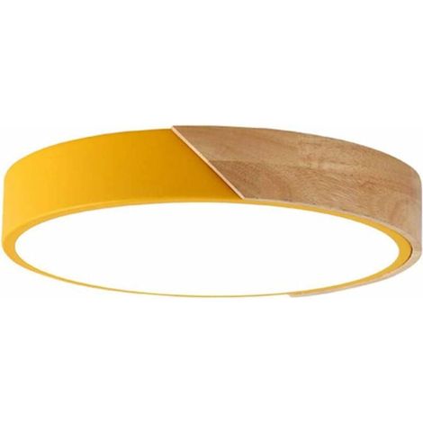 Plafonnier LED circulaire à variateur de lumière chaude, 30cm, couleur jaune, design moderne, idéal salon et chambre (1/4)