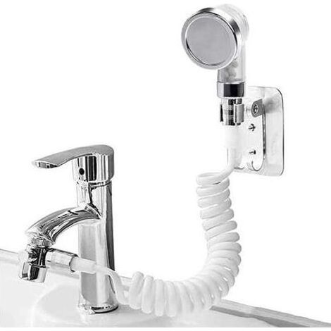 Ensemble pommeau de douche pour lavabo, douchette de salle de bain avec tuyau télescopique, idéal pour laver les cheveux et nettoyer le lavabo (base) (1/5)