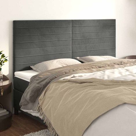 Tête de lit 180 cm réglable en hauteur, velours gris foncé, avec pieds en bois, 20.7kg - PANGIVO (1/5)