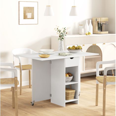 MEUBLIV Tavolo da pranzo pieghevole bianco 114,5 x 70 x 75 cm con contenitore, 2-4 persone (1/5)