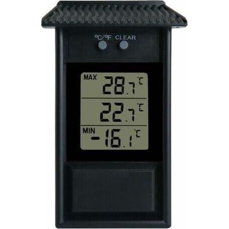 Gewächshausthermometer, wasserdichtes Digitalthermometer, 0,1°C, Temperaturbereich -20 bis 50°C, Wandmontage, batteriebetrieben Auflösung (schwarz) (1/5)