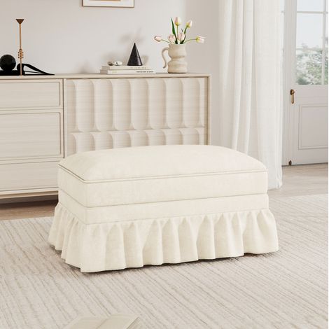 sofá de chenilla blanco con falda desmontable OKMYHOME (1/5)