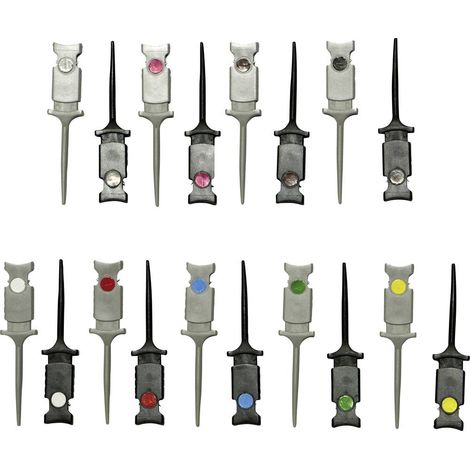 VOLTCRAFT Mini-grip-fils à pince enfichable 0.64 mm CAT I noir, rouge, marron, vert, jaune, violet, (1/2)