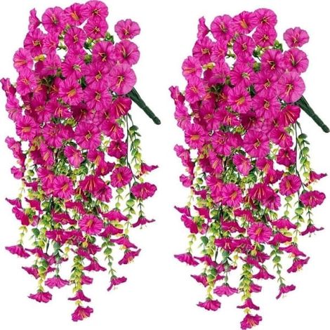 Lot de 2 fleurs artificielles suspendues, liserons rouges résistants aux UV, 75 cm-AquaForge (1/5)