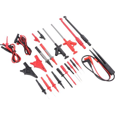 Kit de 25 cordons de test pour multimètre avec pinces crocodiles, pointes de touche et connecteurs pour mesures électroniques (1/5)