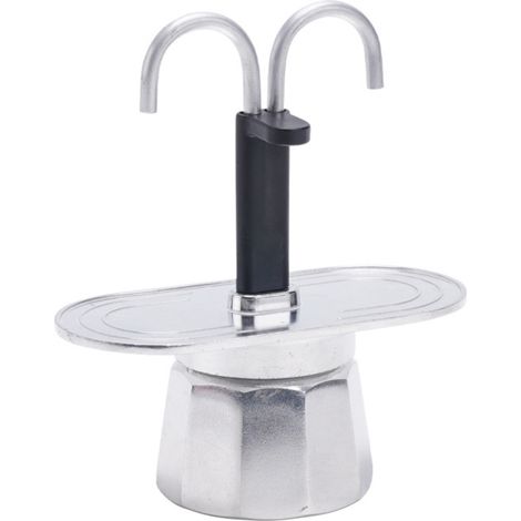 Cafetière Italienne - Double Tête - Aluminium - 2 Tasses - Usage Plaque Cuisson - Nettoyage Démontable (1/5)