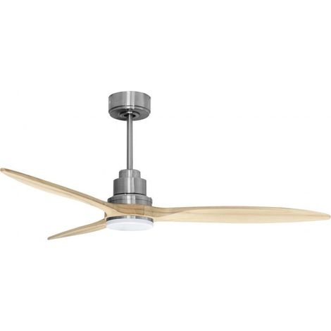 Tenerife - Super destratificateur et ventilateur DC 132 cm Chrome pales bois clair avec Lumière 25 à 35 m² (1/5)