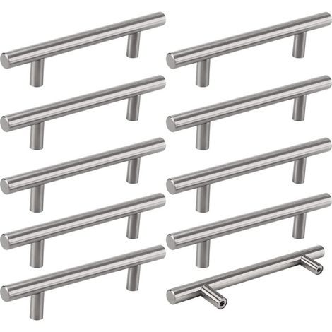 10 Poignées de Cuisine Argent, Poignées D'armoire Creuses Brossées, Poignées de Porte en Acier Inoxydable, avec Vis, Distance de Perçage 128mm, pour Armoire Tiroir Armoire Porte D'armoire (1/4)