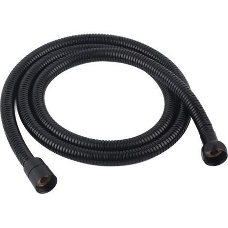 Tuyau de douche flexible en acier inoxydable noir – 150 cm, raccord G1/2″, résistant et étanche (1/5)
