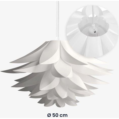 Abat-jour Puzzle - Fleurs De Lotus - Suspension Plafond Ou Lampadaire - Diamètre 50 Cm - Blanc - 1 Pièce (1/5)