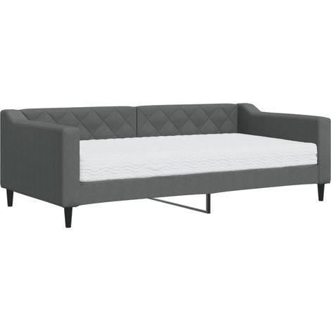 Daybed with Mattress Dark Grey 90x190 cm Fabric vidaXL