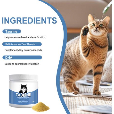 Taurine Nutritional Powder for Cats: Provides comfortable care and supplements your cat's daily nutritional needs -- 200g (1/5)