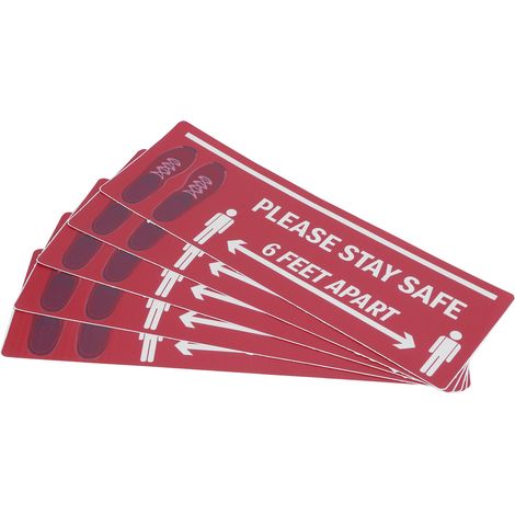 Lot de 2 autocollants de sol pour la signalisation de distance de sécurité, marquage d'avertissement pour magasins, hôpitaux et écoles (B006) (1/5)
