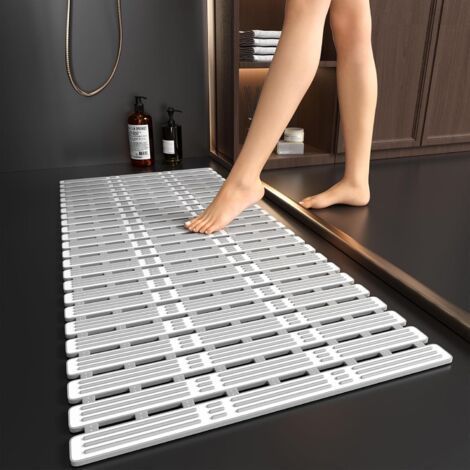 Große, rutschfeste und schimmelresistente Duschmatte – 90 x 40 cm – Lange, rutschfeste TPE-Badematte für die Dusche, mit Saugnäpfen, aus Gummi, zuschneidbar (1/5)