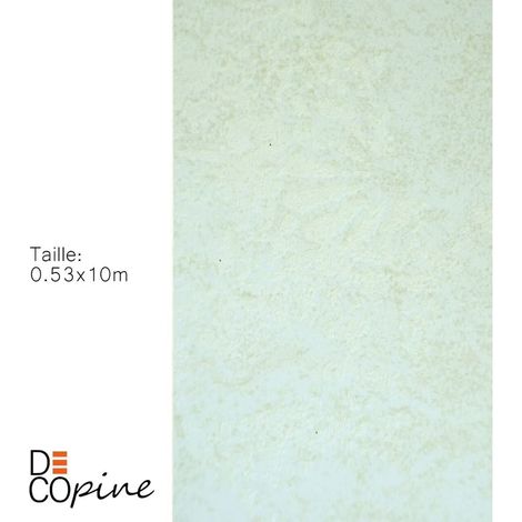 Papier Peint - DECOPINE - Vert Texturé - Effet Lin Naturel - 53 cm x 10 m - Facile à Poser (1/4)