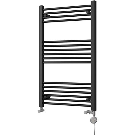 Zennor - Black Dual Fuel Towel Rail H1000mm x W600mm Thermostatic - Straight (1/3)