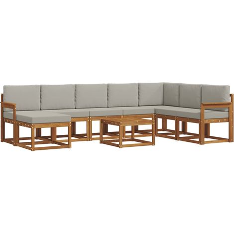 Conjunto de sofás de exterior 9 pcs Gris Natural y Claro vidaXL (1/5)