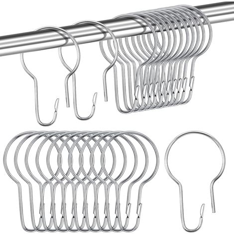 Lot de 24 Crochet Rideau Acier Inoxydable 70x40mm Argenté Pour Salle De Bain Et Rangement (1/5)