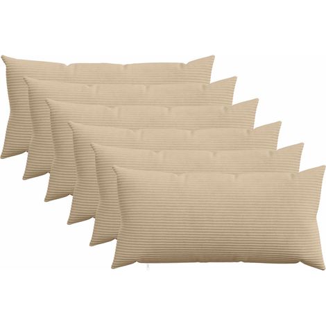 Housse de coussin 6 pcs HEERLEN Taupe 40 x 80 cm velours côtelé vidaXL