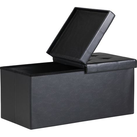 Banco de almacenaje, negro, 80 x 40 x 40 cm, plegable, capacidad de 100 l (1/5)