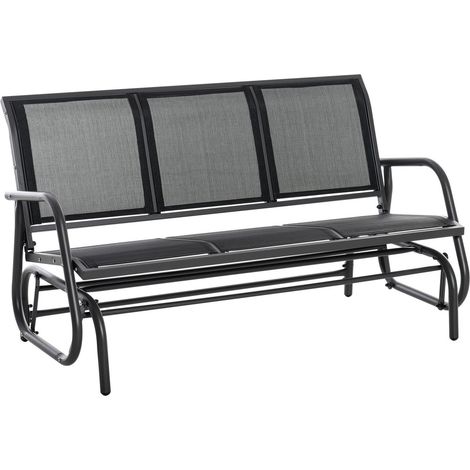Schaukelstuhl 3-Sitzer Robuste Gartenbank als Gartenschaukel, Metall, wetterfest, Schwarz, 151x75x85cm