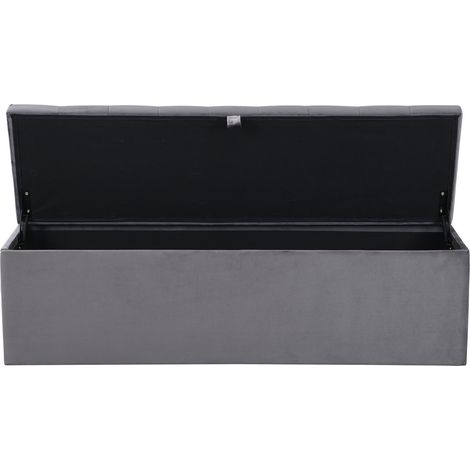 Panca contenitore in velluto grigio 138 x 41 x 42 cm (1/5)