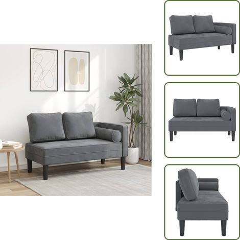Chaise longue avec coussins gris foncé velours - Chaises Longues - Fauteuil Relaxant - Chaise Lounge - Mobilier Extérieur - Jardin (1/5)