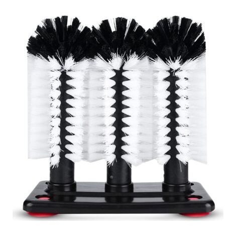 Brosse à Verre,Brosse Lave-Verre,Lave Verre à 3 Têtes avec Base à Ventouse,Brosse Nettoyage Bouteille en Verre,Brosse de Nettoyage de Verre Brosse Bouteille avec Ventouse,goupillon biberon,19x10x19cm (1/5)