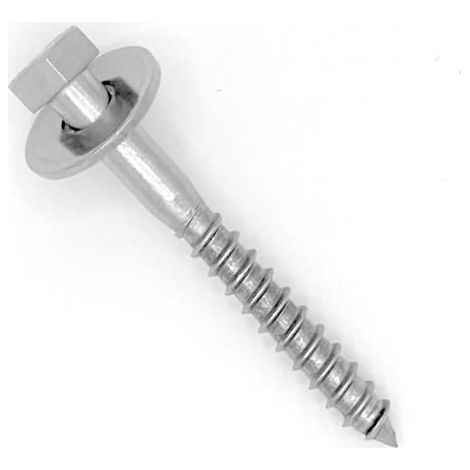 Vis à bois en acier inoxydable A2 - Lot de 25 avec rondelles - Acier DIN 571 - Fixation bois extérieur/intérieur - Ø8 x 70 mm (1/4)