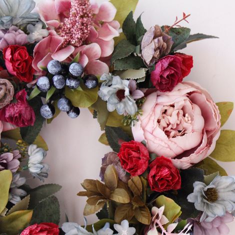 Weihnachtskranz, handgefertigter Pfingstrosenkranz, künstlicher Frühlingsgirlandenkranz für Tür, Wand, Hochzeit, Party, Heimdekoration (1/5)