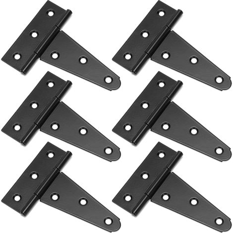 Cerniere a T da 6 pezzi con cerniere per porte da capanno, porte da fienile, cancelli, recinzioni e porte da giardino per impieghi gravosi da 4 pollici, ferramenta forgiata nera, per interni ed estern (1/5)