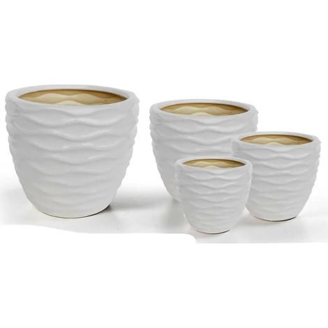 Set de 4 cachepots en céramique blanche Ø29/21/15/12 cm