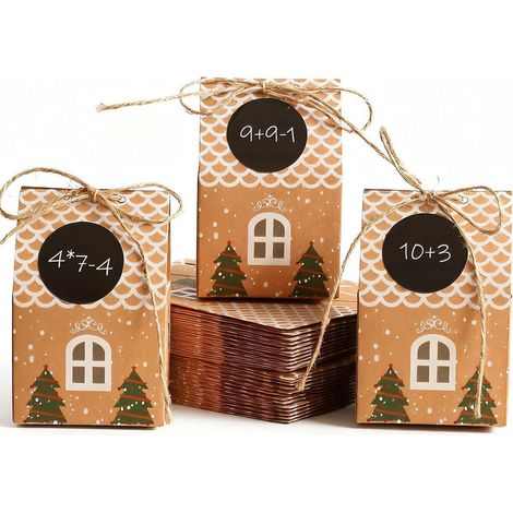50er Adventskalender zum Befüllen, DIY Weihnachtshäuser, zum Aufhängen & Aufstellen