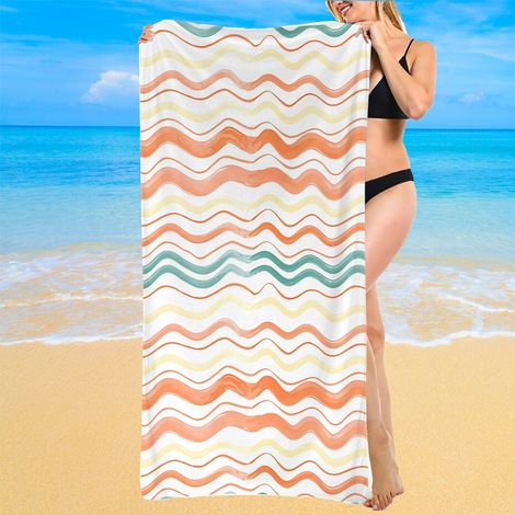 Serviette microfibre séchage express, imprimé rayé, 140x70 cm (1/5)