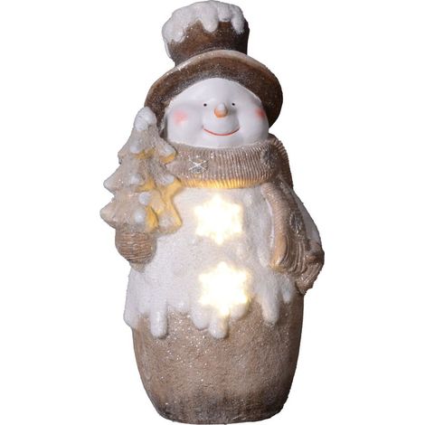 TrendLine LED Dekofigur Schneemann 51 x 26 cm warmweiß mit Timer Jahreszeitliche Dekoration