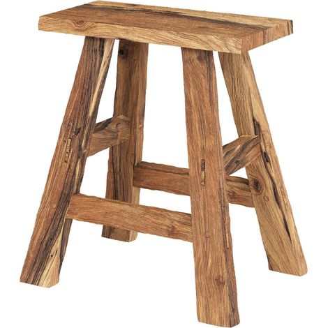 Taburete de madera de teca reciclada de 45 cm de altura - Bob (1/4)