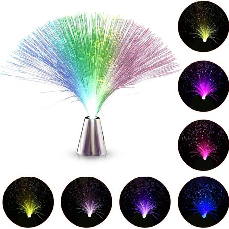 Lampe veilleuse LED à fibre optique romantique et lumineuse à changement de couleur. (1/5)