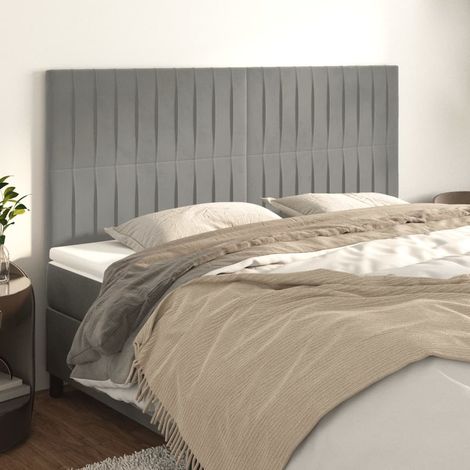 Tête de lit Gris clair 160x5x118/128 cm Velours (1/5)