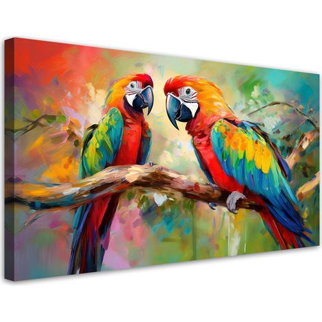 Tableau déco Perroquets Oiseaux Animaux Coloré 80x40 (1/5)