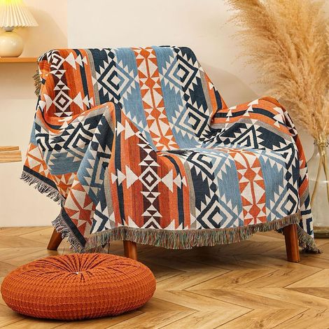 Manta ligera y cálida, color azul óxido Navajo, 90 x 180 cm, ideal para acampar, el sofá, el hogar, la oficina, etc. (1/5)