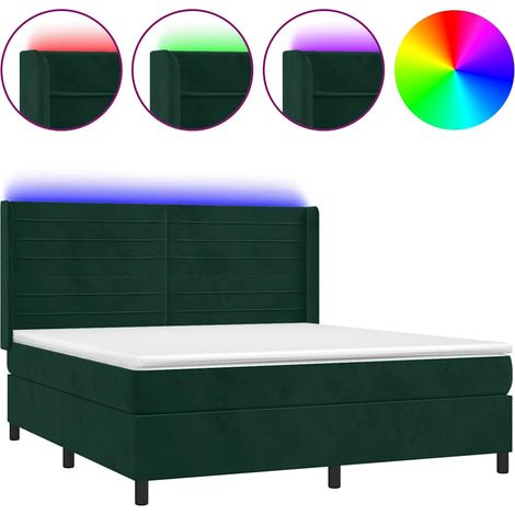 Maison Exclusive - Letto a Molle con Materasso e LED Verde Scuro 180x200cm Velluto (1/5)