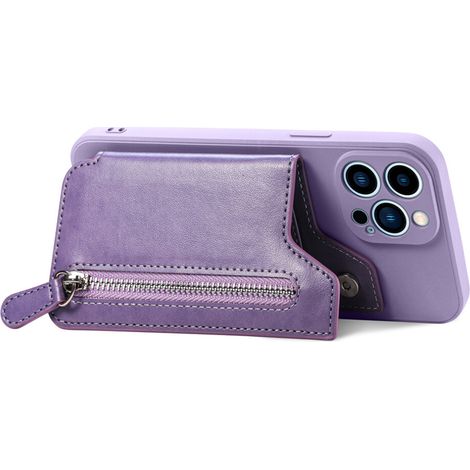 Custodia protettiva in vera pelle per iPhone 14 Pro Max, con fodera in microfibra per assorbimento degli urti e protezione ultra sottile, supporto integrato e resistente cornice in TPU. (1/2)