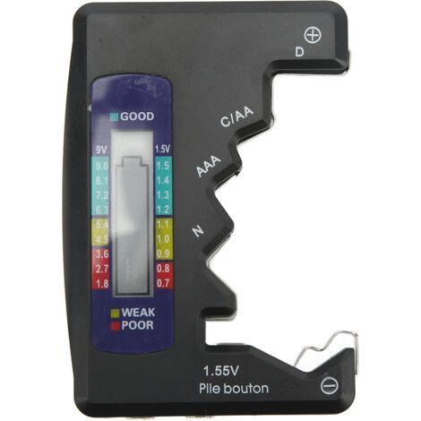 Digital Battery Capacity Gauge Tester Universal D C N AAA AA 9V 1.5V Button Cell Battery Analyzer Black (1/5)