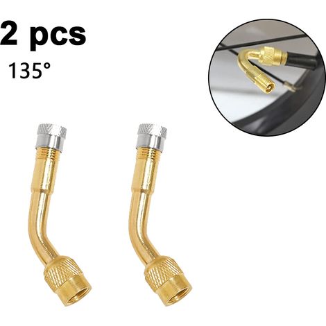 Rallonge De Valve - Cuivre Nickelé - 90° Coudée - Pour Pneus Standard - Lot De 2 (1/5)